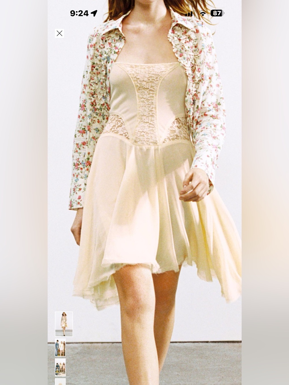 Zara Cream Lace-Panel Mini Skirt